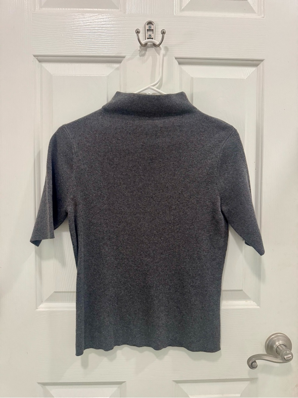 Ann Taylor Charcoal Short-Sleeve Mock Neck Top